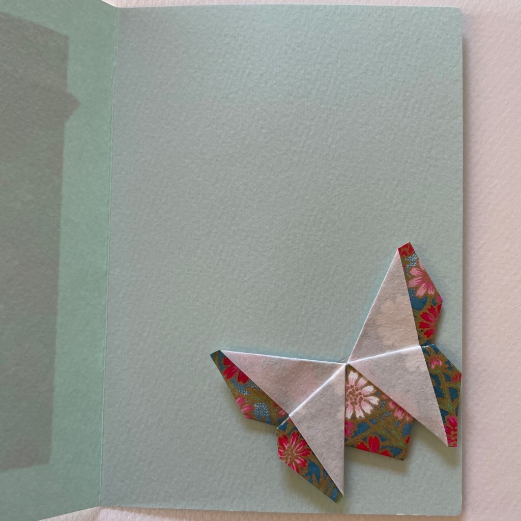 Carte de vœux + marque-page origami Papillon – Bleu