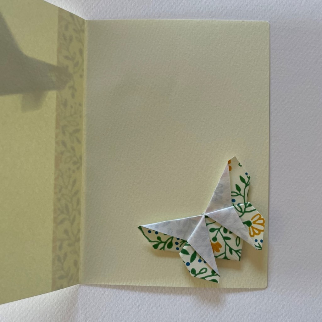 Carte de vœux + marque-page origami Papillon – Jaune