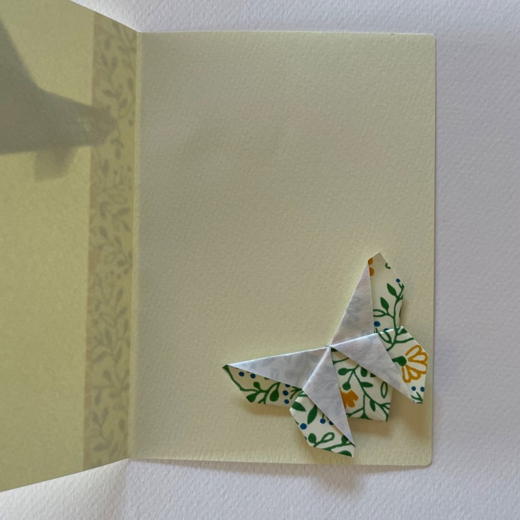 Carte de vœux + marque-page origami Papillon – Jaune