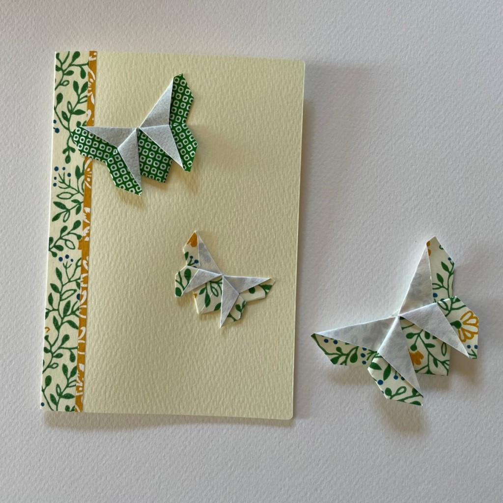 Carte de vœux + marque-page origami Papillon – Jaune