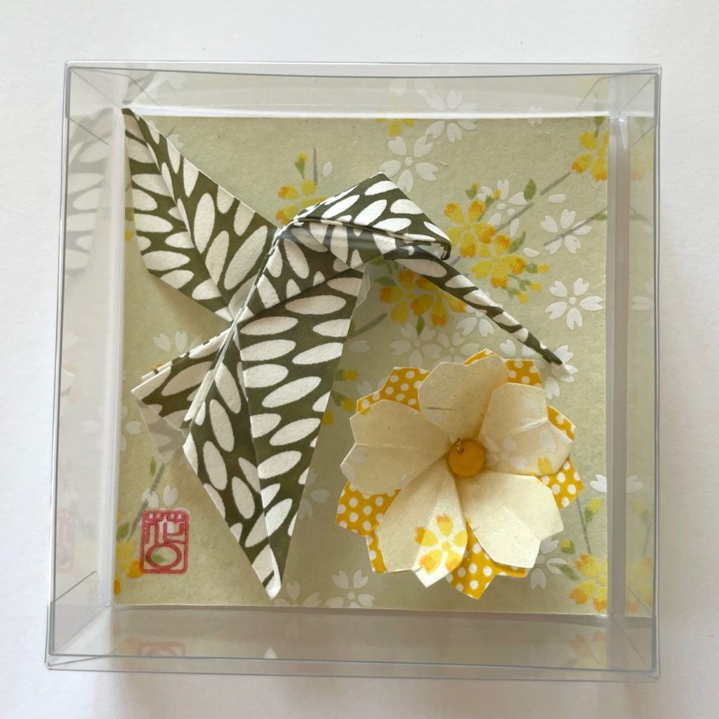Magnets 3 en 1 : Origami Colibri et Fleur- Vert & Jaune