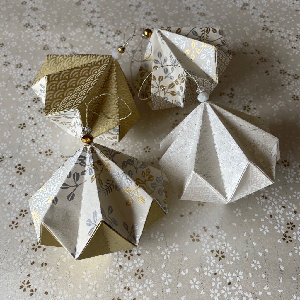 Coffret 4 boules de Noël – Origami Diamant