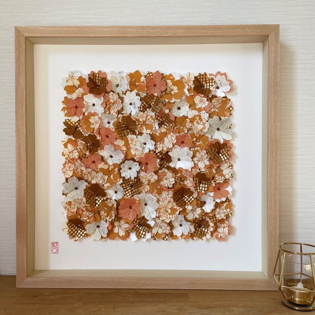 Très grand Cadre en bois Multi Fleurs origami – Automne