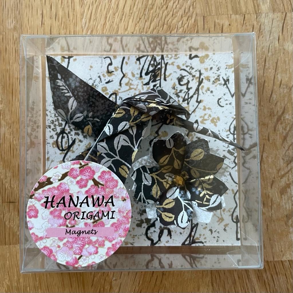 Magnets 3 en 1 : Origami Colibri et Fleur- Blanc & Noir