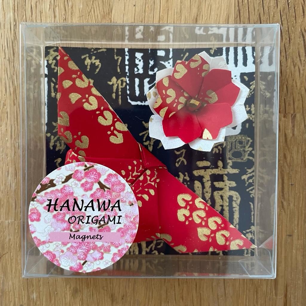 Magnets 3 en 1 : Origami Papillon et Fleur- Rouge & Noir