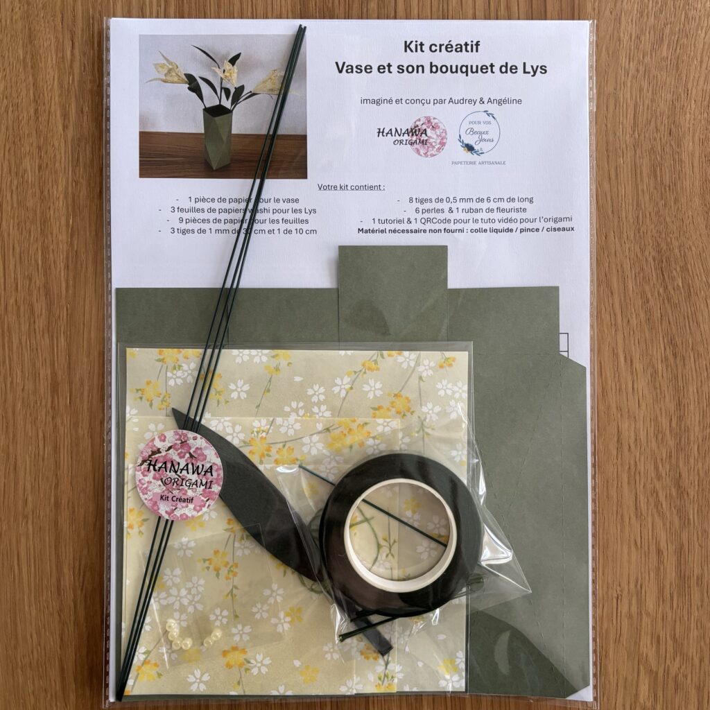 KIT Créatif Vase et son bouquet de lys – Jaune & Vert