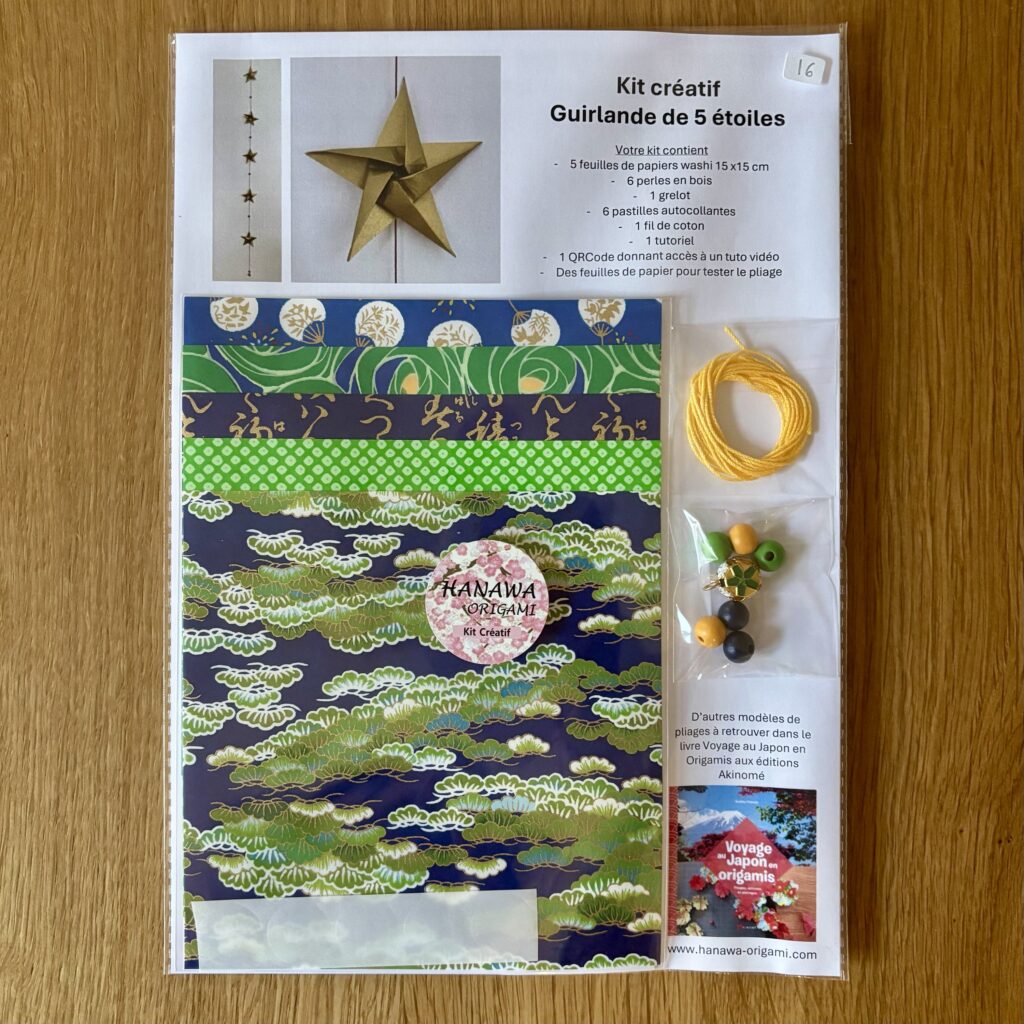 KIT Créatif Guirlande d’étoiles en origami – Bleu & Vert