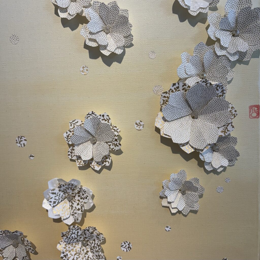 Tableau acrylique et origami en papier washi