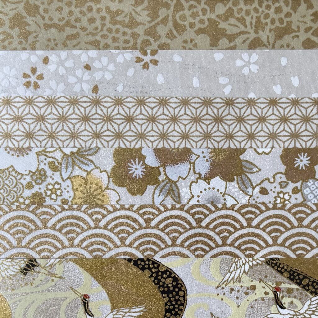 KIT PAPIERS WASHI – Blanc et Doré